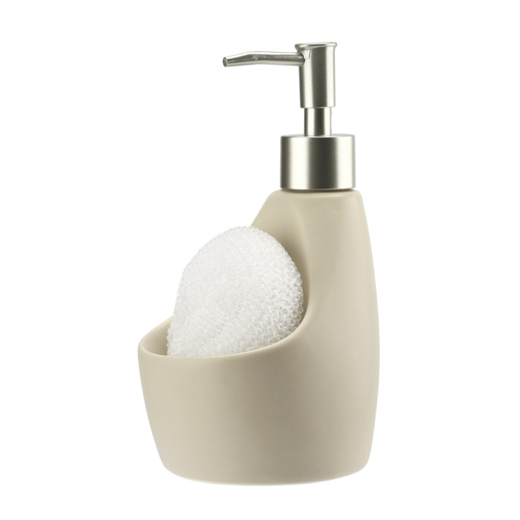 Dozownik kuchenny do płynu z gąbką PASTELLO beż